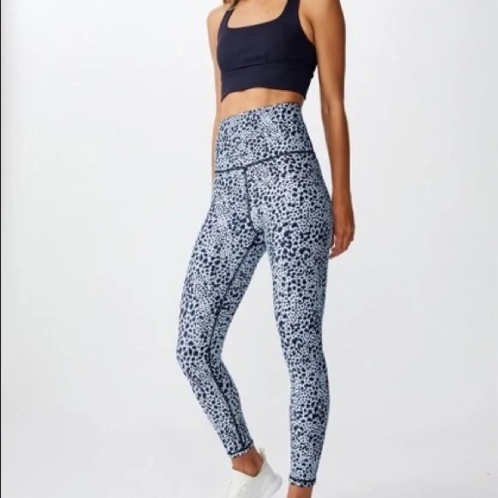 Cotton‎ On Body High Waist Leopard Leggings S Reversible 7/8 Athleisure